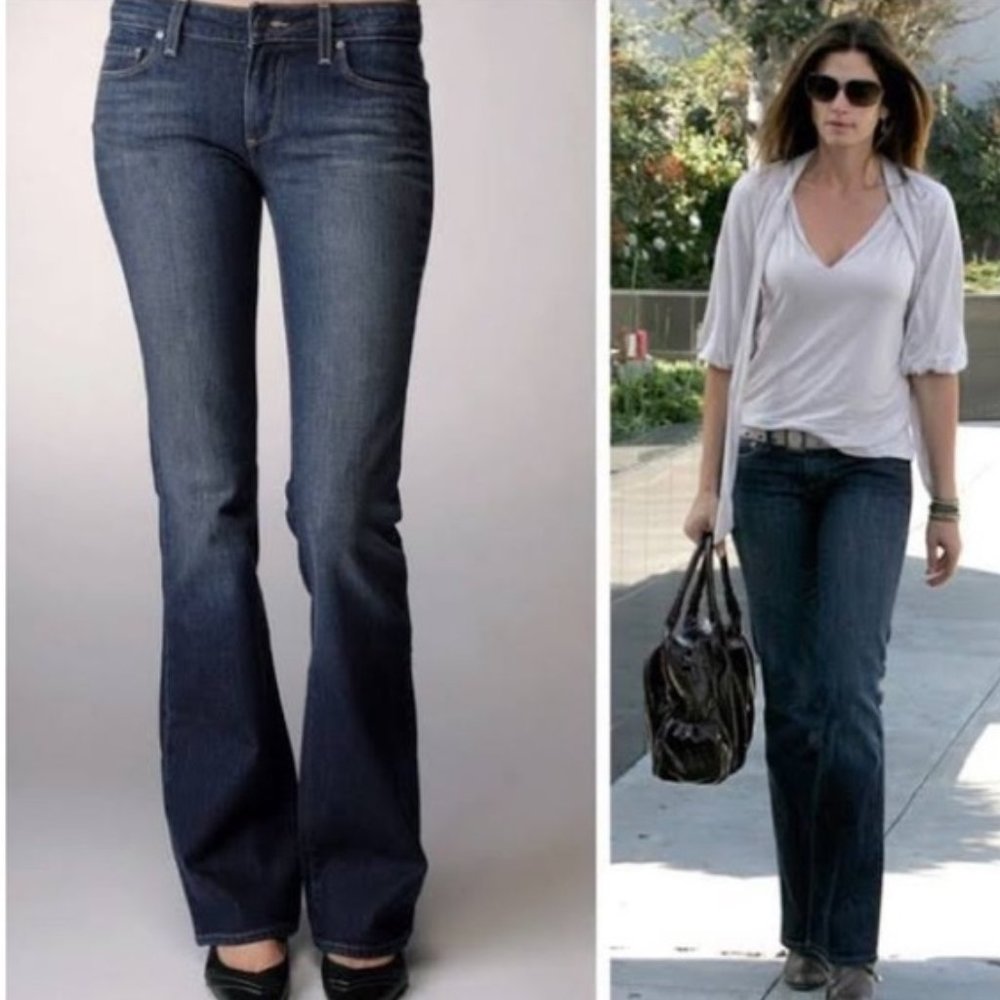 PAIGE Hollywood Hills Wide Leg Blue Jeans